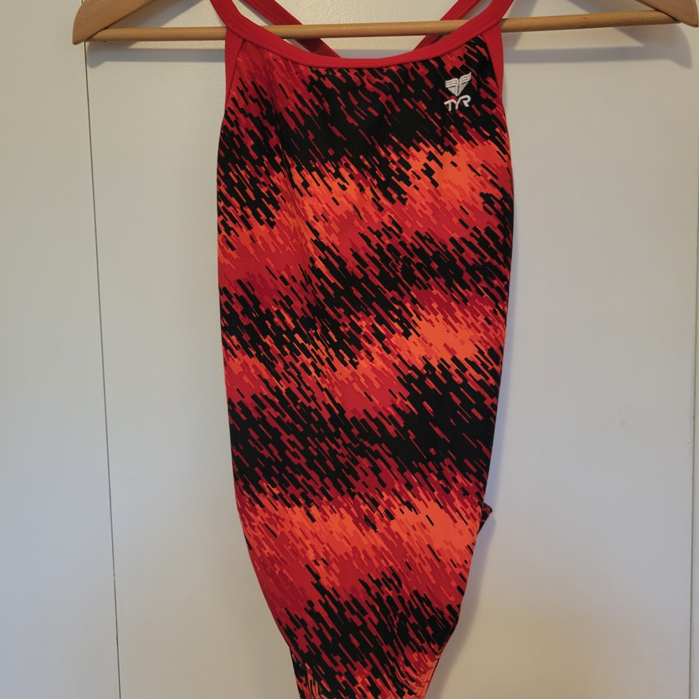TYR Vibrant Red and Black Swimsuit